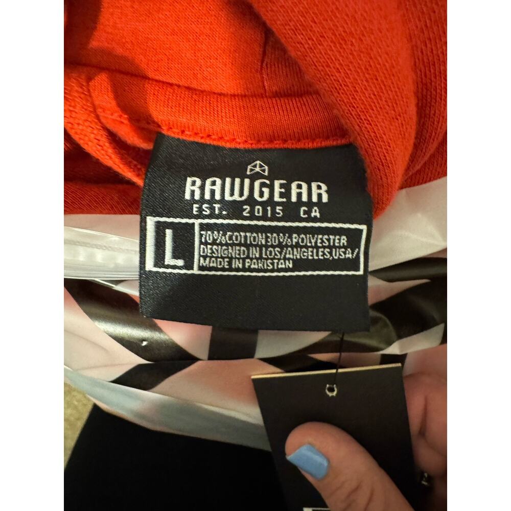 Rawgear Hoodie Men's Sz L Red Oversized Logo Heavyweight NWT Workout - Picture 14 of 14